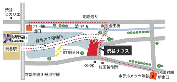 渋谷駅より隣接ビル内を通り徒歩2分